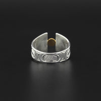 Raven - Silver Ring with 14k Gold