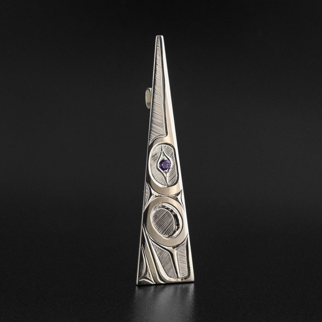 Hummingbird - Silver Pendant with Amethyst