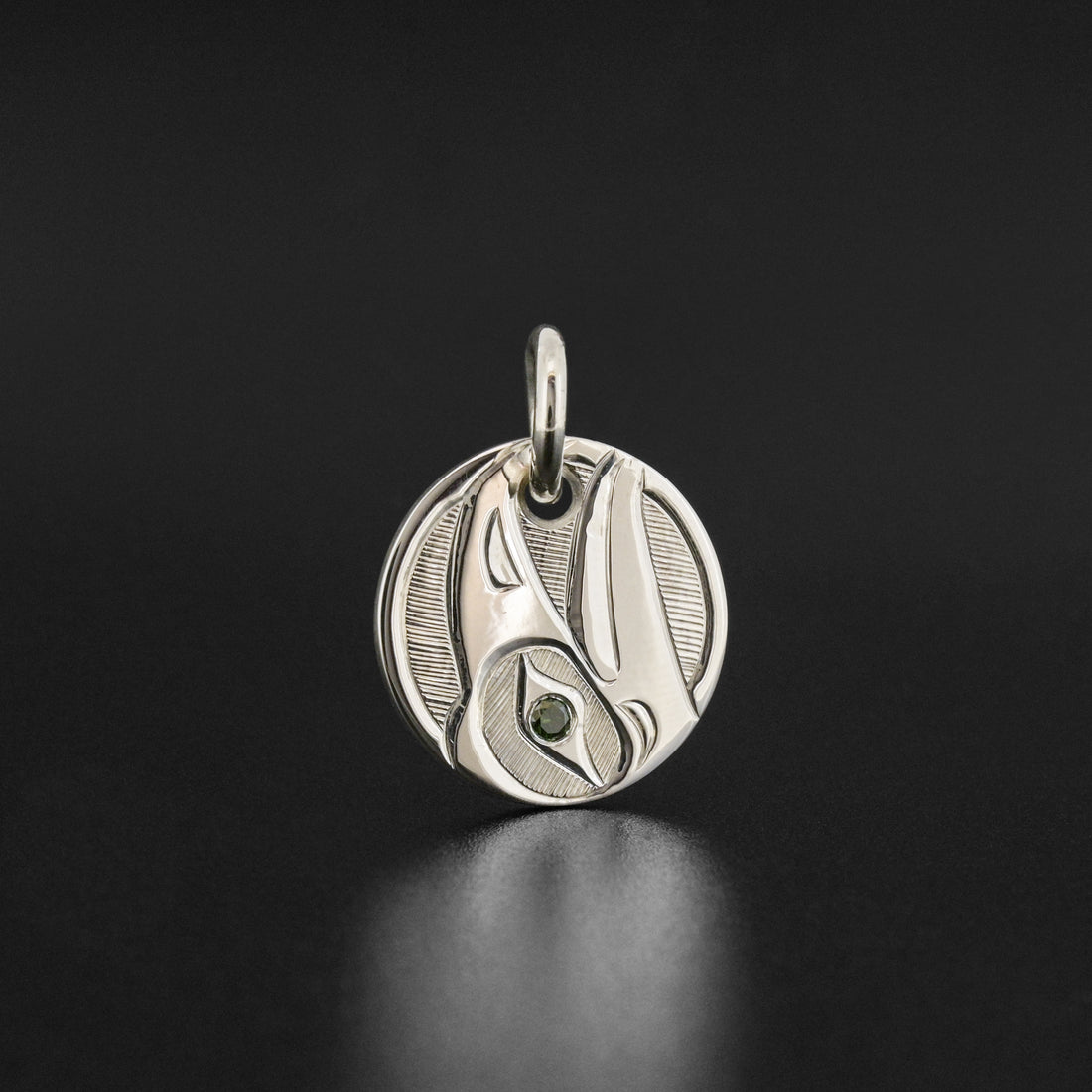 Raven - Silver Pendant with Blue Diamond