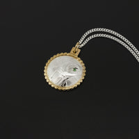 Killerwhale - Silver Pendant with 14k Gold and Tsavorite Garnet