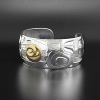 Raven - Silver Bracelet with 14k Gold