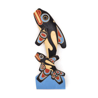 Orca Mother and Child - Yellow Cedar Panel