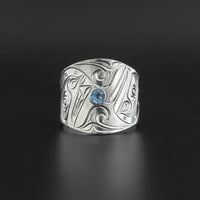 Killerwhales - Silver Ring with Blue Zircon