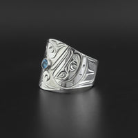 Killerwhales - Silver Ring with Blue Zircon