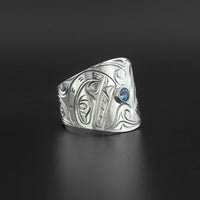 Killerwhales - Silver Ring with Blue Zircon