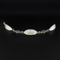 Frog - Silver Link Bracelet with Jade