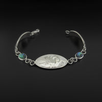 Hummingbird - Silver Link Bracelet with Abalone