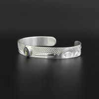 Hummingbirds - Silver Bracelet with Abalone