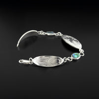 Hummingbird - Silver Link Bracelet with Abalone