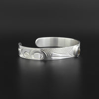 Hummingbirds - Silver Bracelet with Abalone