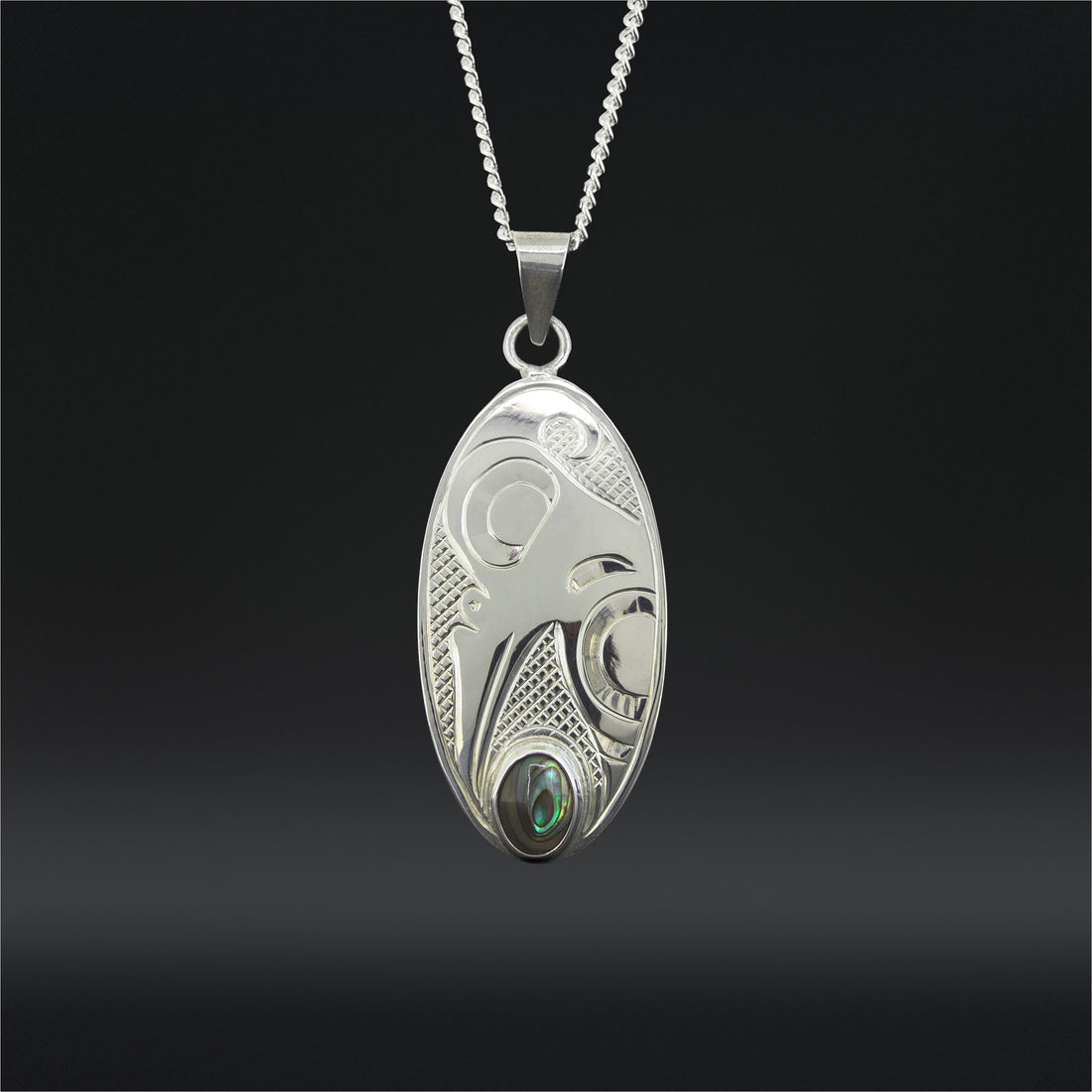Hummingbird - Silver Pendant with Abalone