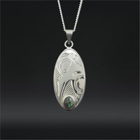 Hummingbird - Silver Pendant with Abalone