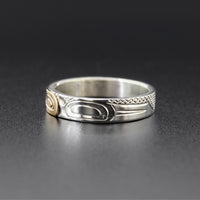 Killerwhale - Silver Ring with 14k Gold