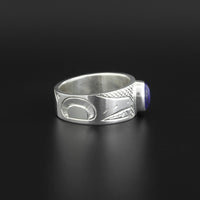 Wolves - Silver Ring with Lapis