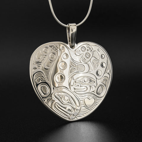 Orca Mother with Child - Silver Pendant