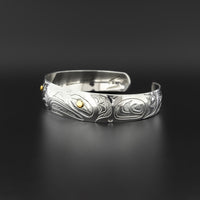 Eagle and Raven - Silver Bracelet with 14k Gold