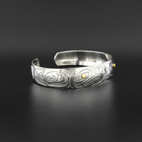 Eagle and Raven - Silver Bracelet with 14k Gold