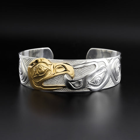 Reverse Eagles - Silver Bracelet with 14k Gold