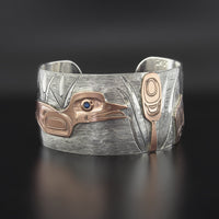 Day at the Pond - Silver Bracelet with Shibuichi and Sapphire