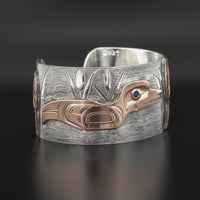 Day at the Pond - Silver Bracelet with Shibuichi and Sapphire
