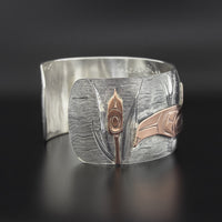 Day at the Pond - Silver Bracelet with Shibuichi and Sapphire