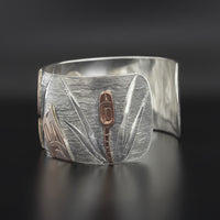 Day at the Pond - Silver Bracelet with Shibuichi and Sapphire
