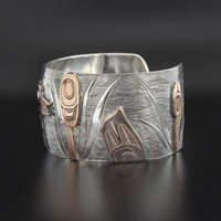 Day at the Pond - Silver Bracelet with Shibuichi and Sapphire