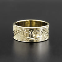 Hummingbird and Salmon - 14k White Gold Ring