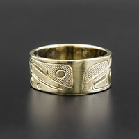 Hummingbird and Salmon - 14k White Gold Ring