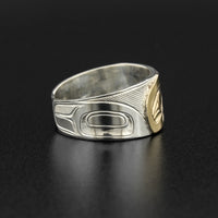 Eagle - Silver Ring with 14k Gold Overlay