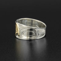 Eagle - Silver Ring with 14k Gold Overlay