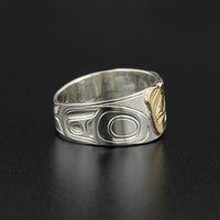 Raven - Silver Ring with 14k Gold Overlay