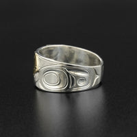 Raven - Silver Ring with 14k Gold Overlay