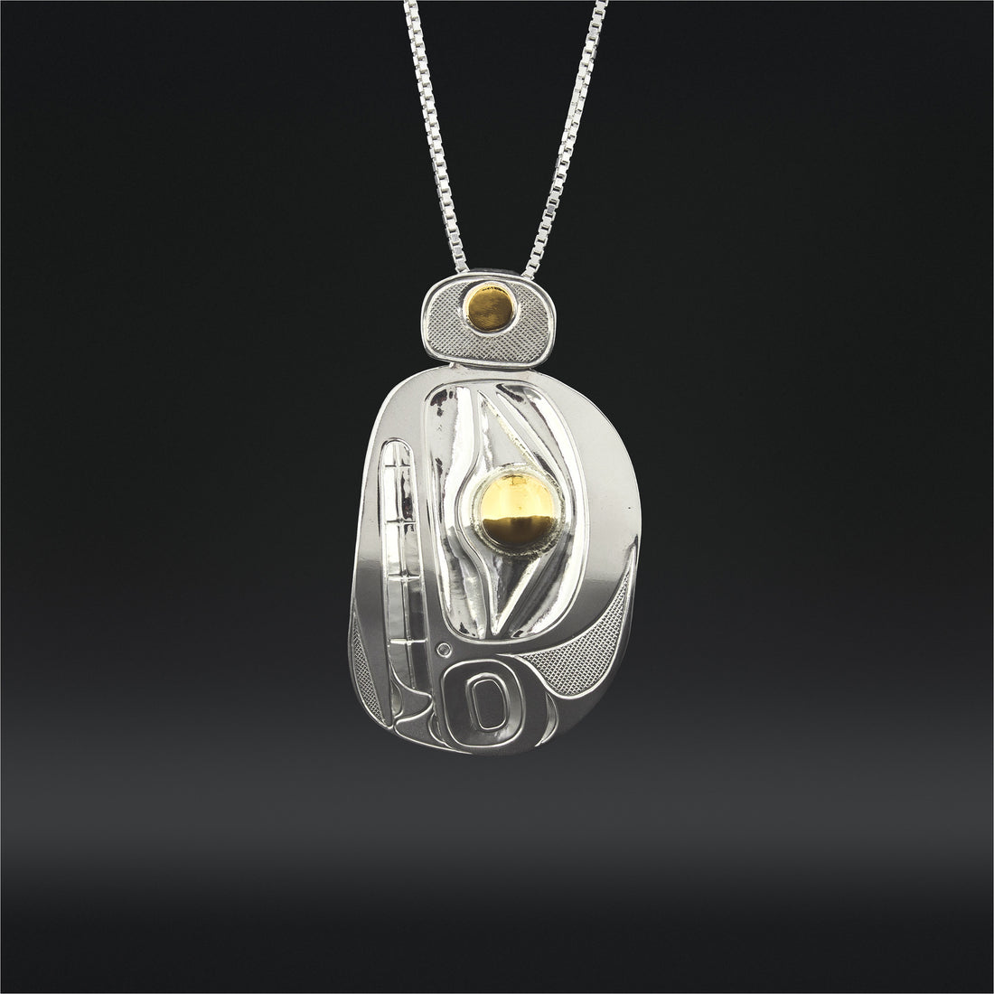 Orca - Silver Pendant with 14k Gold