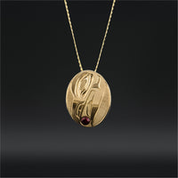Raven and Light - 14k Gold Pendant with Ruby