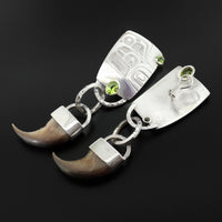 Bear Claw - Silver Earrings with Peridot