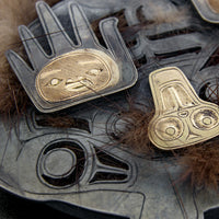 Land Otter Man - Silver Pendant with 18k Gold and Black Diamonds