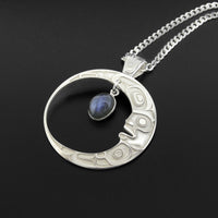 Moon - Silver Pendant with Labradorite