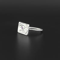 Eagle - Silver Ring with Amethyst