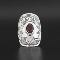 Hummingbird - Silver Ring with Garnet