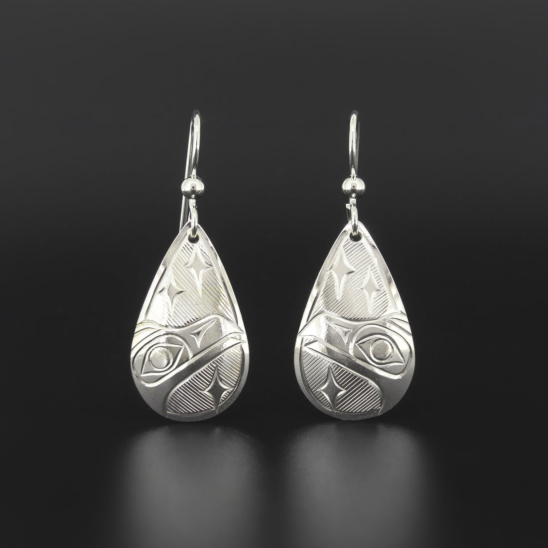 Raven and Stars - Silver Earrings