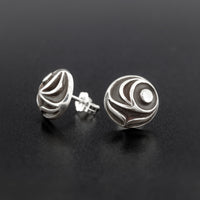 Salmon Egg - Silver Stud Earrings