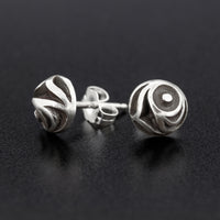 Salmon Egg - Silver Stud Earrings