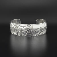 Wolf with Sun and Moon - Silver Bracelet