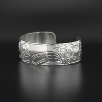 Wolf with Sun and Moon - Silver Bracelet