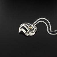 Eagle - Silver Pendant with 14k Gold