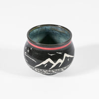 Thunderbird and Mountains - Hand Carved Ceramic Bowl