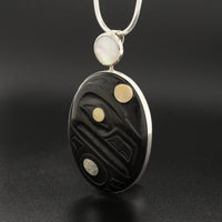 Raven - Argillite and Silver Pendant