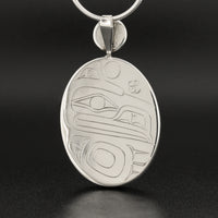 Raven - Argillite and Silver Pendant