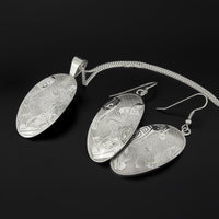 Killerwhale and Salmon - Silver Pendant and Earrings Set